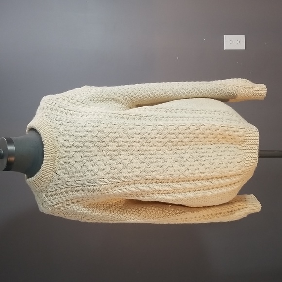 Gorgeous expertly hand knit aran/Irish/cable sweater ivory wool pure beauty! - Picture 8 of 14